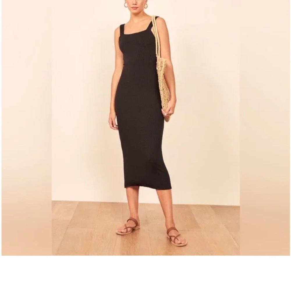 Reformation Black Midi Dress